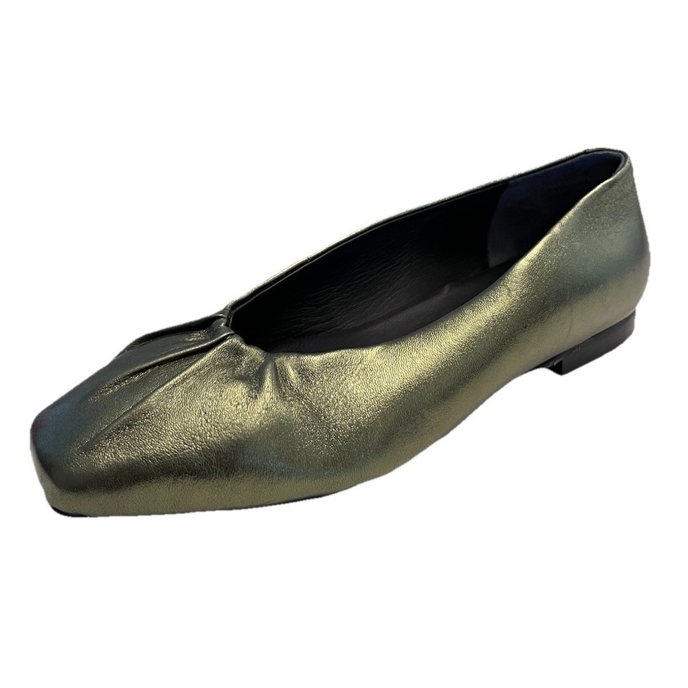 New SEYCHELLES Sz 6 Flats Green Leather Metallic The Little Things Anthropologie